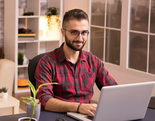 Garage owner managing workshop operations at a desk